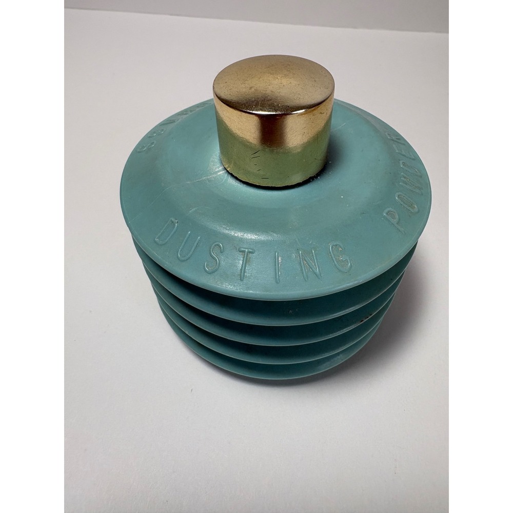 Vintage Elizabeth Arden Blue Grass Dusting Powder Accordion Bellows Bottle Aqua
